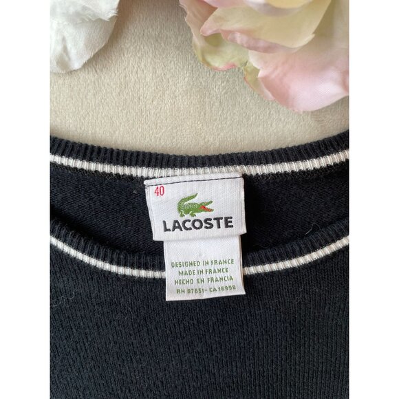 VTG Lacoste Black Heavy Knit Long Sleeve Sweater Size 40 Preppy Y2K Athletic - Picture 3 of 7